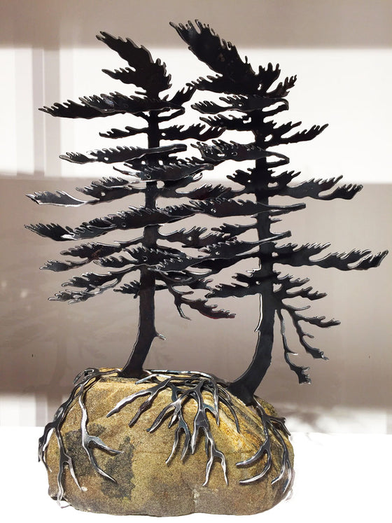 Windswept Pine Sculpture - Large (Double Tree)
