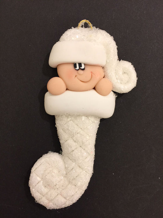Stocking Baby in White Ornament