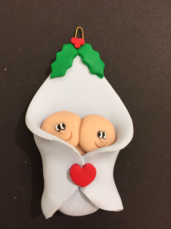 Twins in Blue Blanket Ornament