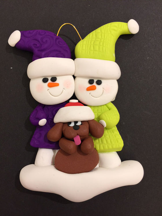Couple with Brown Dog Ornament