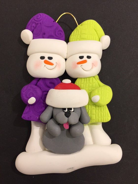 Couple with Grey Dog Ornament