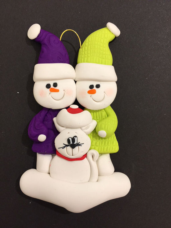 Couple with White Cat Ornament