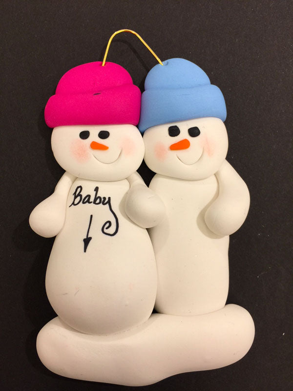 Expecting Snowman Couple Ornament