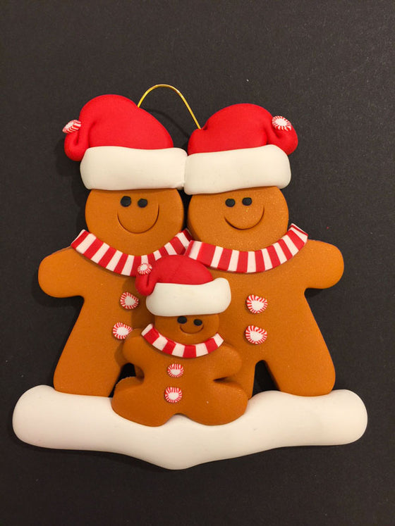 Ginger Bread Family of 3 Ornament