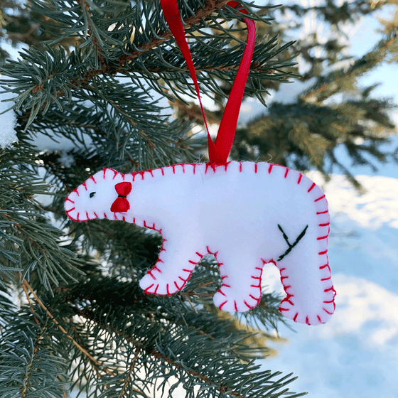Inuit Polar Bear Felt Ornament