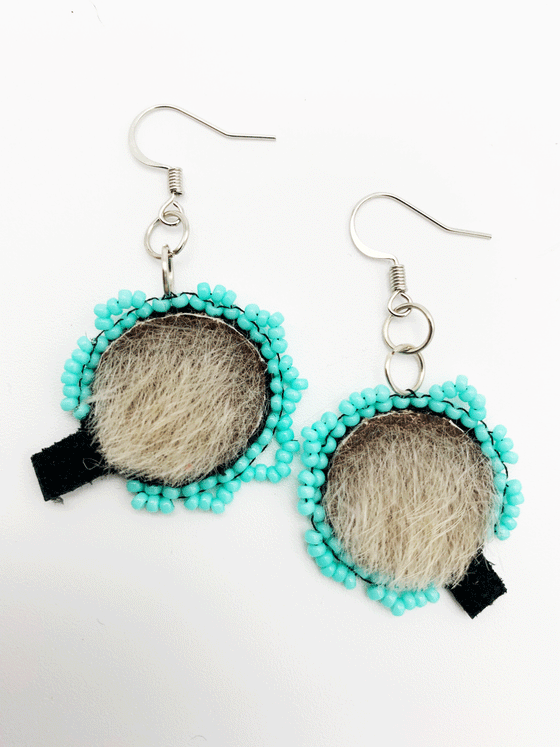 Sacred Drum Beaded Sealskin Earrings - Kelly Ineak