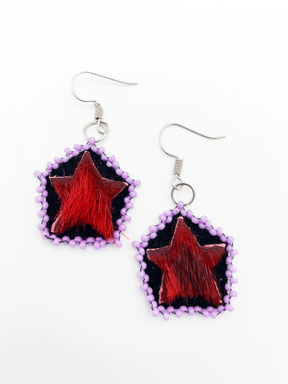Beaded Star Sealskin Earrings - Kelly Ineak