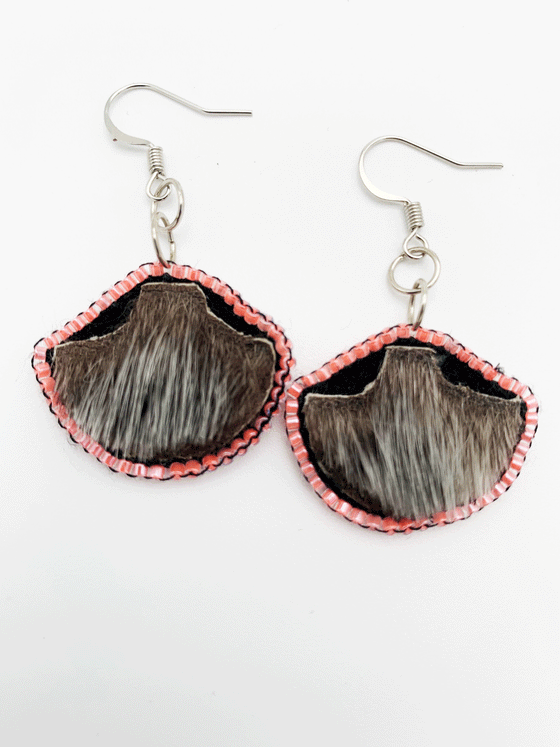 Beaded Ulu Sealskin Earrings - Kelly Ineak