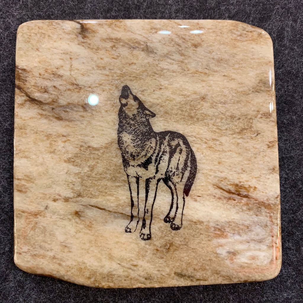 A second image of a howling wolf coaster