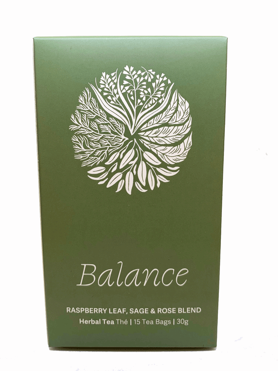 Green box with large Mother Earth logo at the top and text at the bottom that says "Balance." 