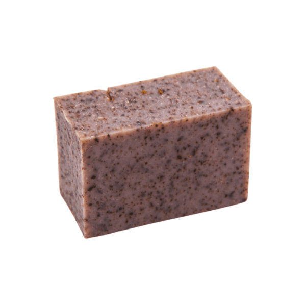 Canadian Blackberry bar of soap. Soap is purple with brown specs all around it. Made in Alberta.