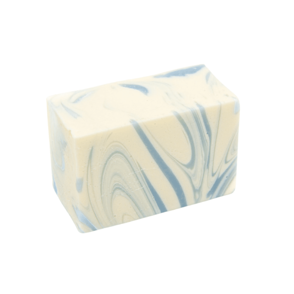 Canadian Freshwater Lake bar of soap. Soap is white with some light blue swirls. Made in Alberta.