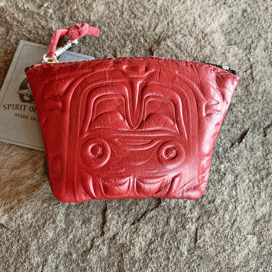 Bear Box Leather Coin Purse - Red