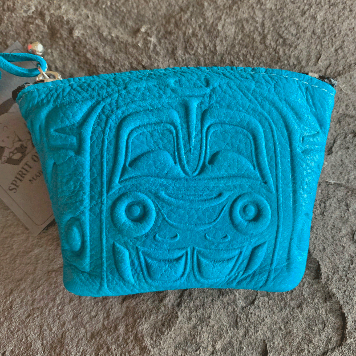 Bear Box Leather Coin Purse Turquoise