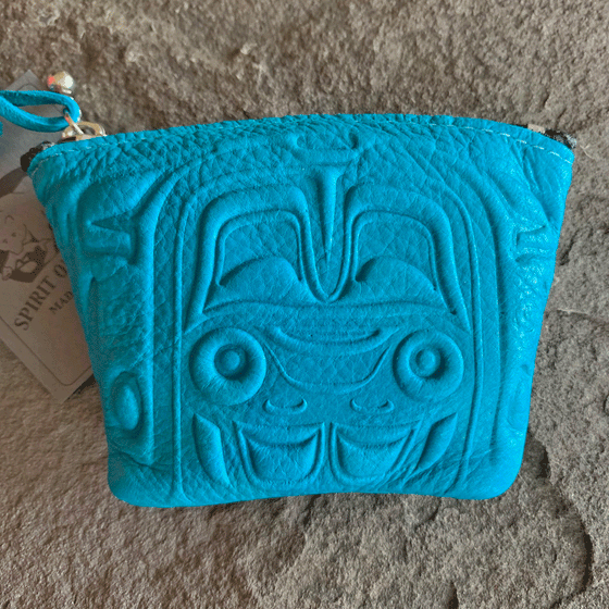 Bear Box Leather Coin Purse - Turquoise