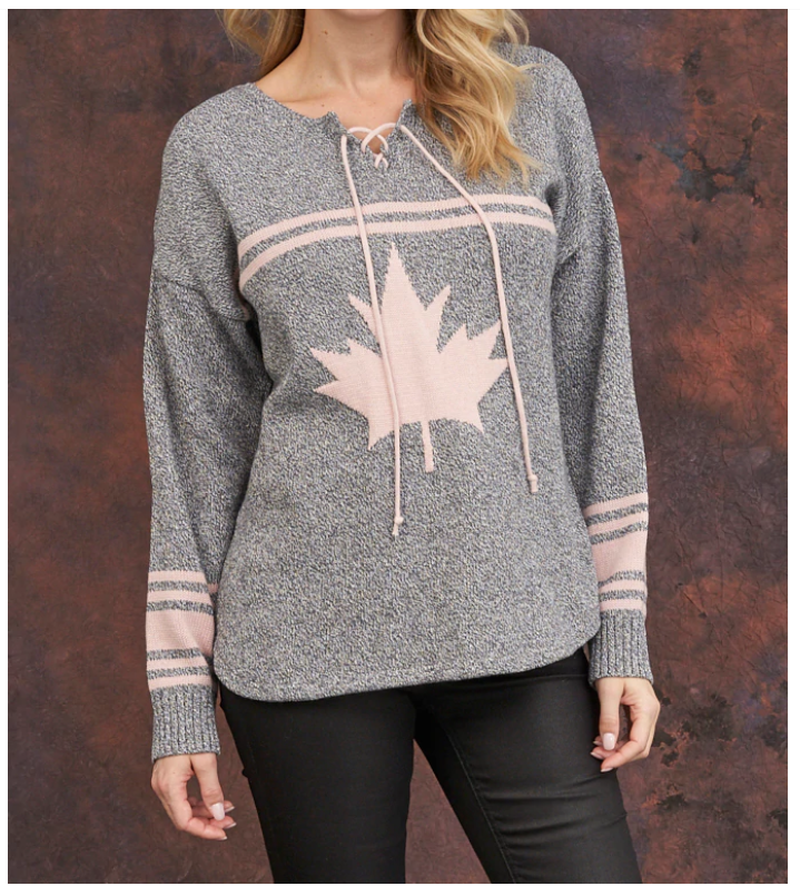 Canadian Hockey Pullover - Grey & Pink