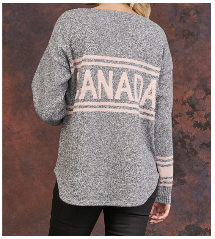 Canadian Hockey Pullover - Grey & Pink