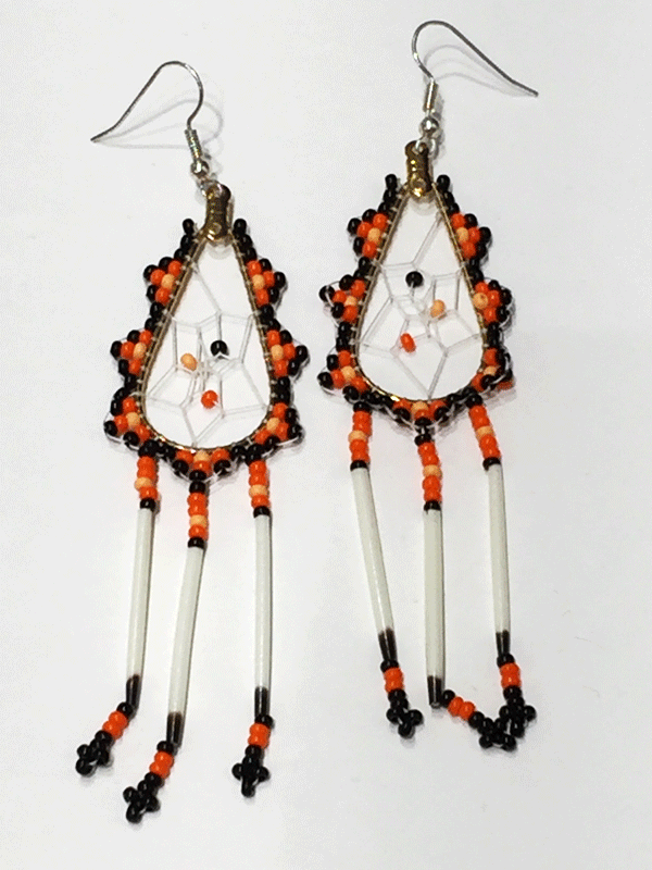 First Nations Porcupine Quill Earrings Orange Made In Canada Gifts