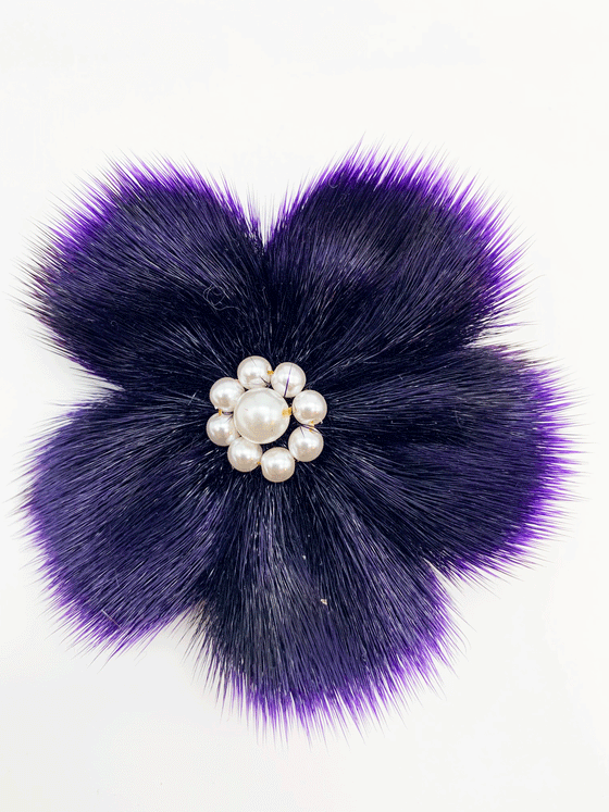 Purple Sealskin Flower Brooch - Sanija Padluq